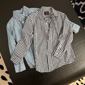2 J. Crew Boys Button Downs Ludlow Dress Shirt and Chambray Denim Sz 6  / 7